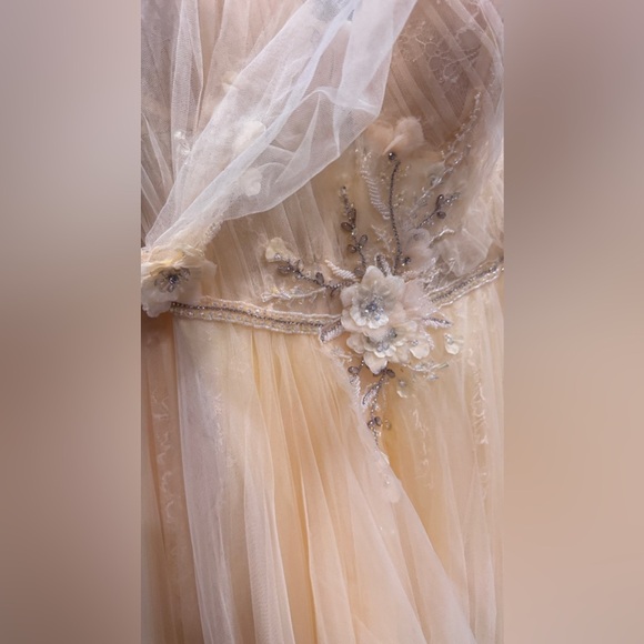 Mac Duggal Embellished Tulle One Shoulder High Low Gown Lemon Yellow 50661 prom - Picture 7 of 11